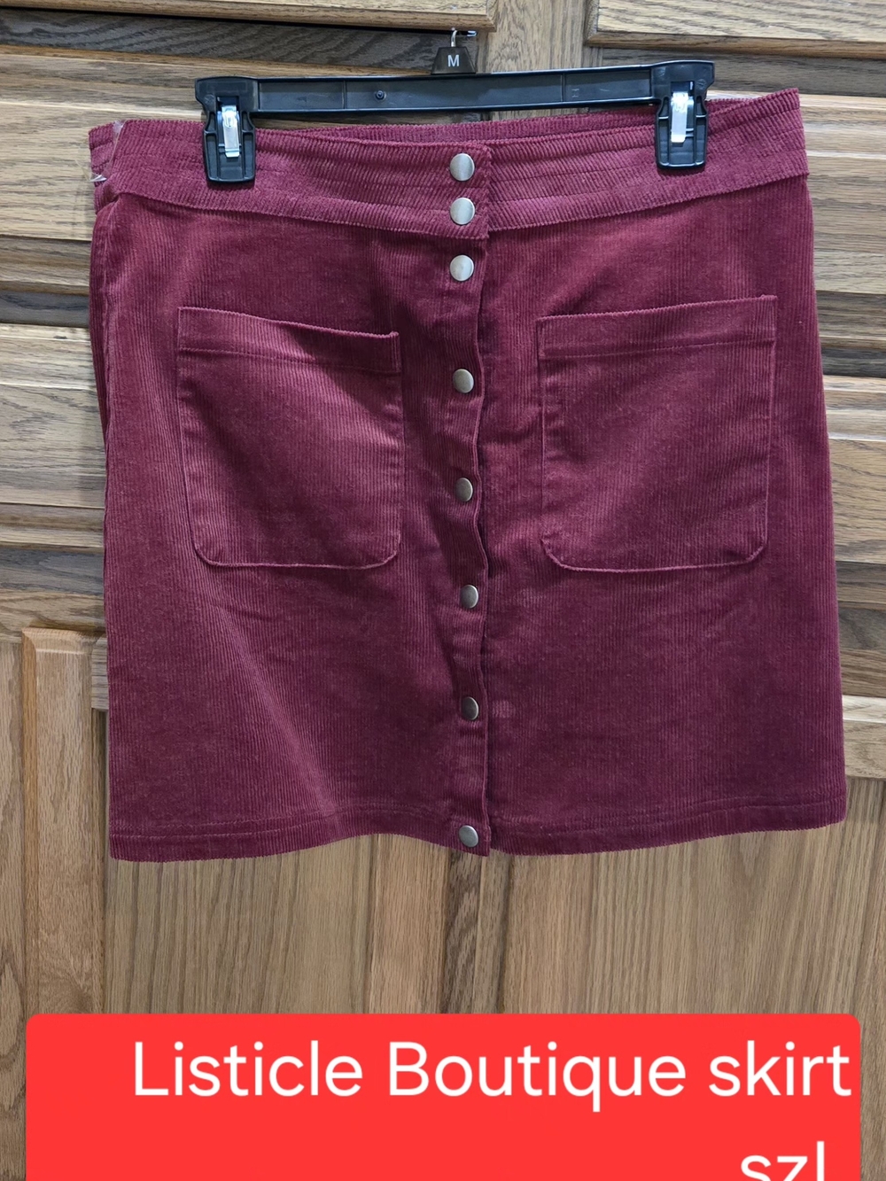 Listicle Corduroy Button-Front Mini Skirt in Wine